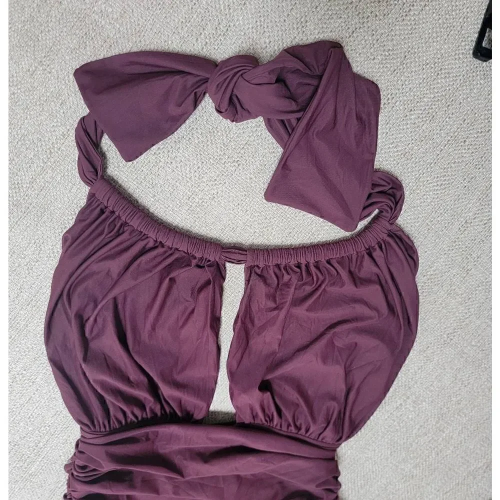 Lenny Essential Touch Ruched 3 Ways Halter Swimsuit XS